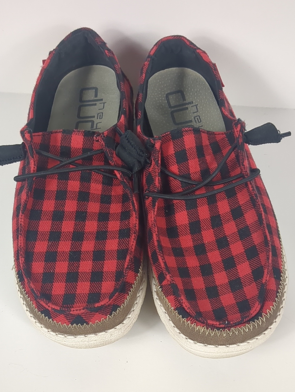 Hey Dude Wendy Buffalo Plaid Plaid Shoes Size 7